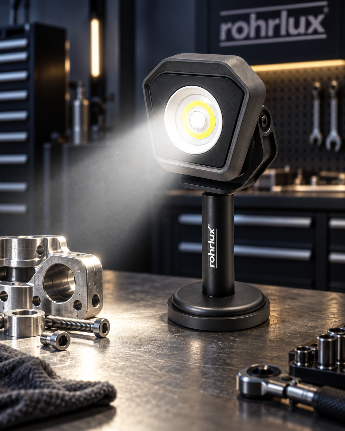 Handscheinwerfer Rohrlux Spot Lux - LED mit bis zu 2.000 Lumen - Wiederaufladbar mit Handgriff und Magnet