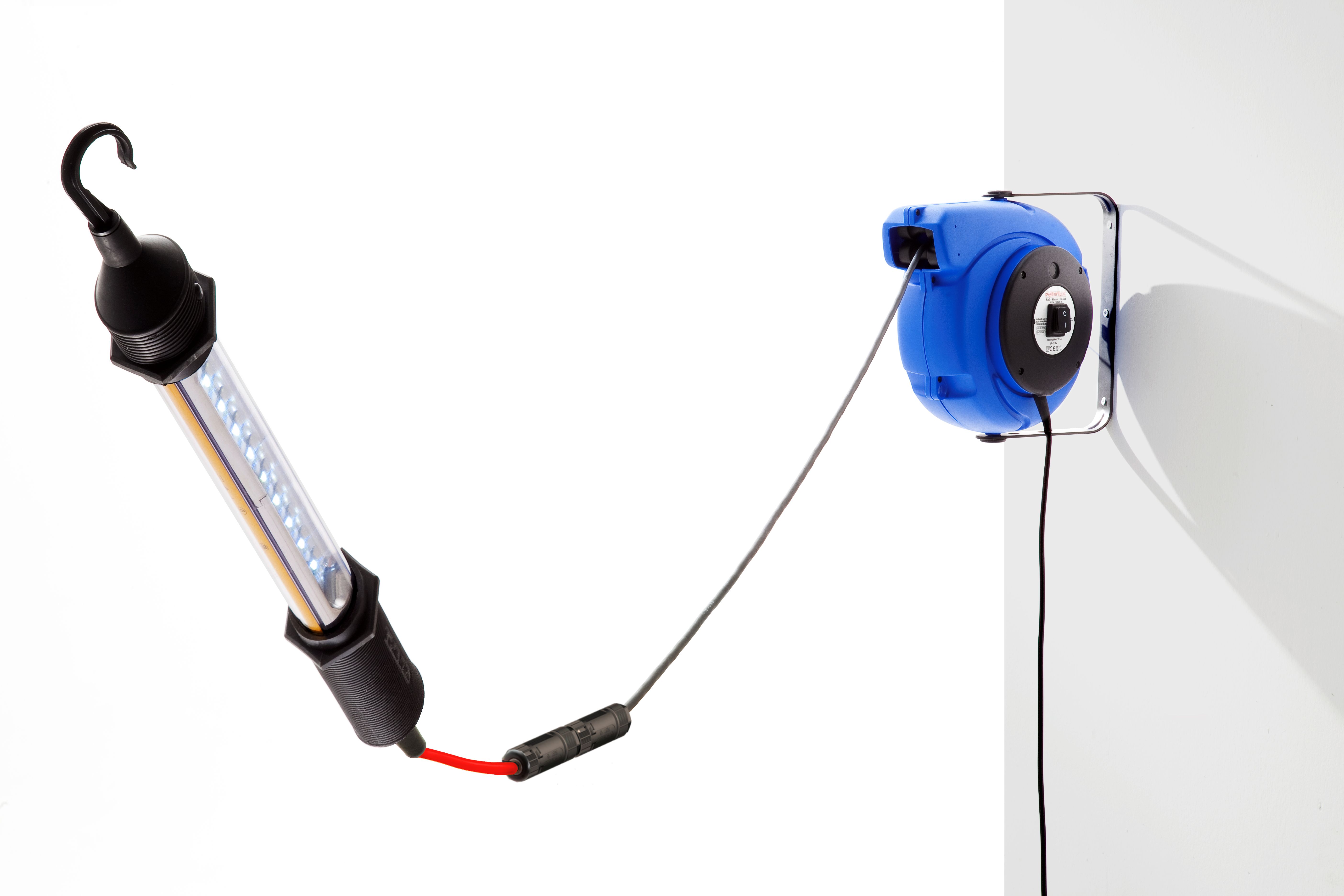 Kabelaufroller mit LED Handlampe Rohrlux Led-Lux "Roll-Master"